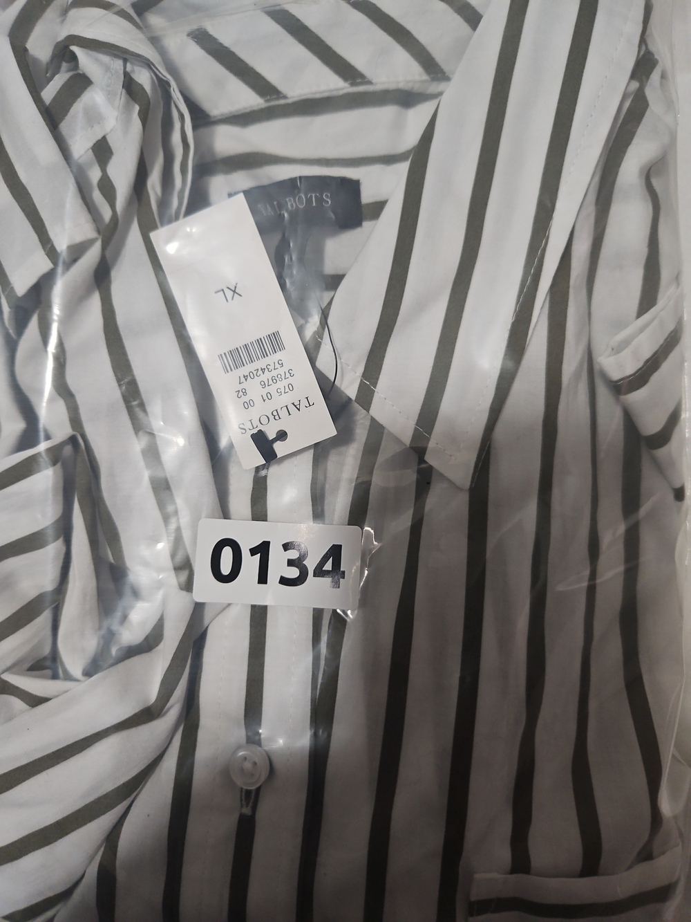 ​Talbots Olive Green Striped Poplin Button Down‎ Blouse Size XL NWT - Picture 5 of 7